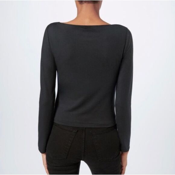 RE/DONE Square Neck 80’s Long Sleeve Top in Black Size S - Picture 2 of 6